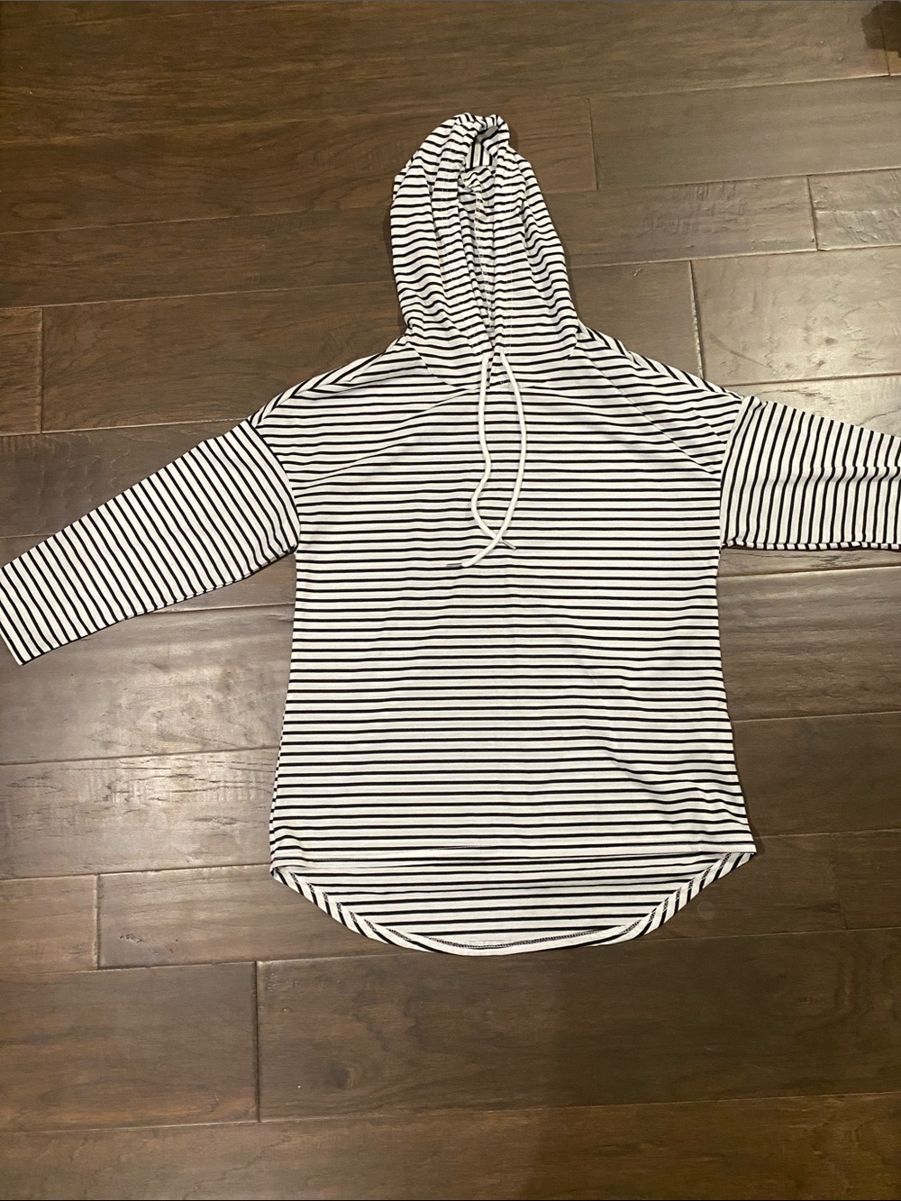 Striped Black & White Hooded Women's Pullover Sweatshirt